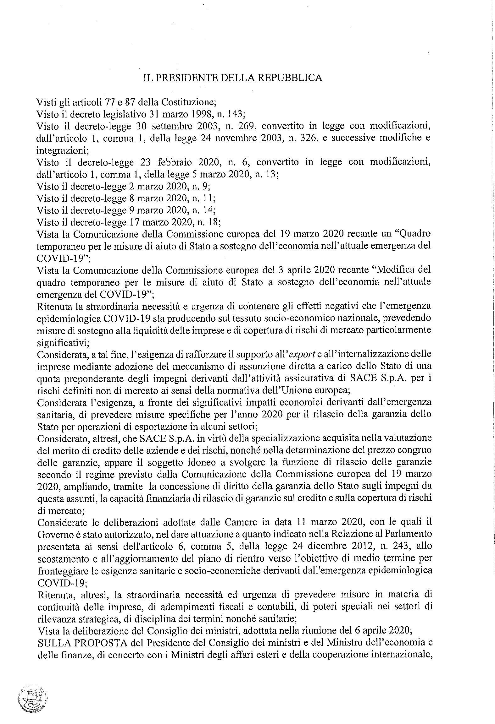 DL Imprese alla firma Relazione Tecnica Relazione illustrativa
